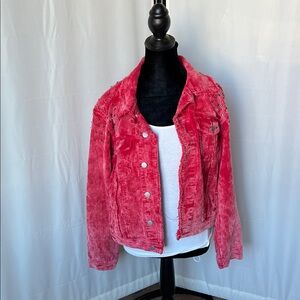 POL Women's vintage corduroy jacket with raw edge detail and stud embellishments